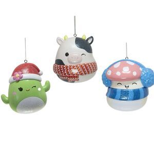 Set of 3 Kurt, Adler, Malcolm Squishmallow Christmas Ornaments